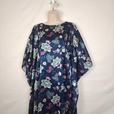 Vintage 90s Blue Floral Caftan 