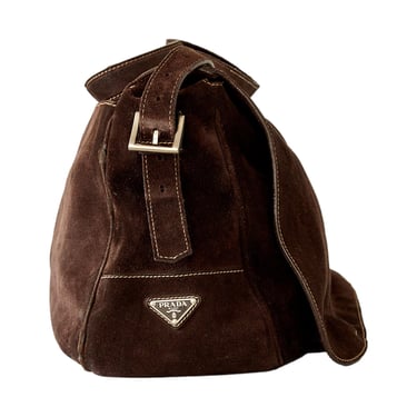 Prada Brown Suede Jumbo Messenger Bag