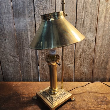 Vintage Brass Table Lamp with Clawfeet 10 x 20.5
