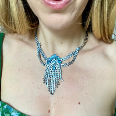 Stunning Blue Crystal Statement Necklace