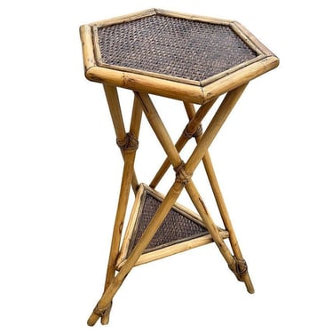 Restored Aesthetic Movement Tiger Bamboo Grassmatt Hexagon Plant Stand 