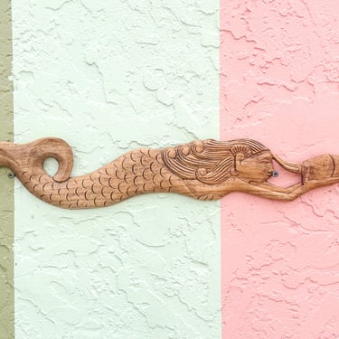 Hand Carved Wood Mermaid Wall Art