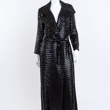 Long Sequin Trench Coat