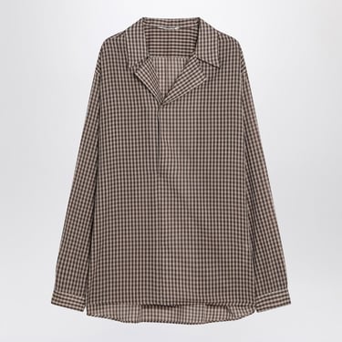 Auralee Brown Shirt With Vichy Pattern Men