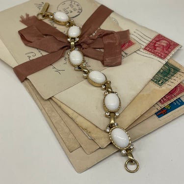 1960’s Gold Bracelet with White Cabochons