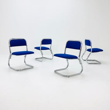 set of 4 mid century Bauhaus dining chairs by 1980s Germany 