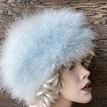 baby blue marabou hat 1960s feathered statement chapeau 