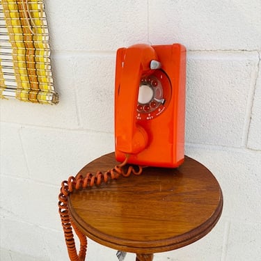 Orange Wall Hanging Rotary Phone