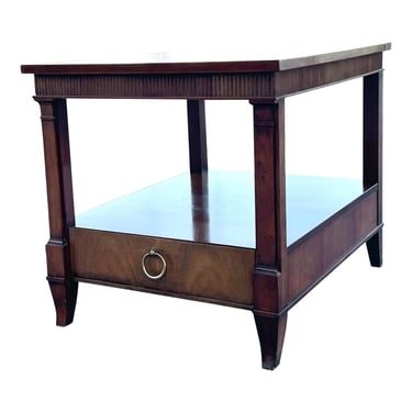 Baker Furniture Regency Style One Drawer Walnut End Table 