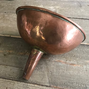 French Copper Funnel, Large Oval Shaped, Hammered Copper, Hand Forged, French Cuisine, Cooking 