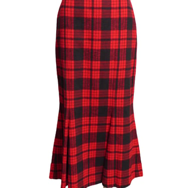 OMO NORMA KAMALI-1990s Flannel Plaid Skirt, Size-10