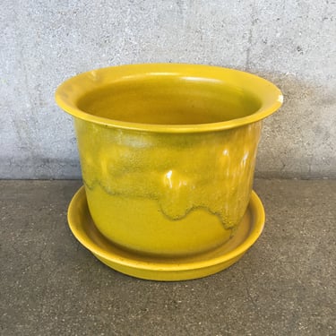 Vintage Yellow Glazed Garden Pot