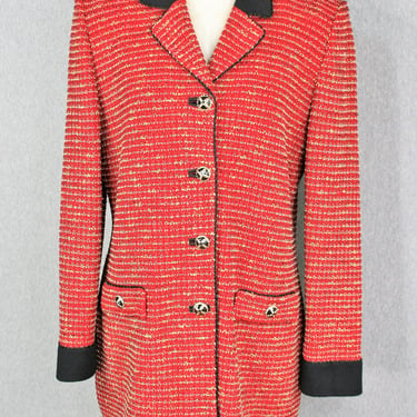 St John - Knit Blazer - Red/Gold/black -  Sweater - Cardigan - Marked size 8 