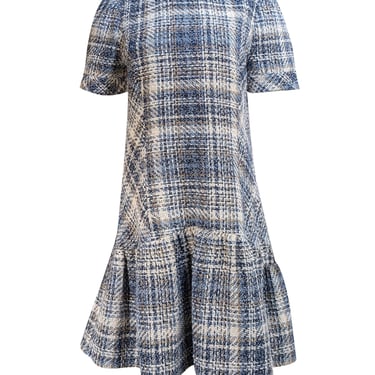 Shoshanna - Blue, Navy, White, & Beige Tweed Short Sleeve Dress Sz 12