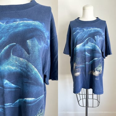 Vintage Single Stitched Dolphin Graphic T-shirt / L 
