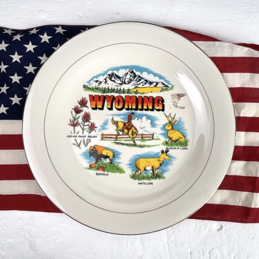 Wyoming souvenir state plate - 1970s vintage 