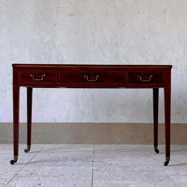 Late George III Mahogany Writing Table with Purple Leather Top