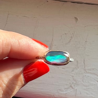 Aurora Opal Ring in 14k goldfill and sterling silver - northern lights opal doublet ring 