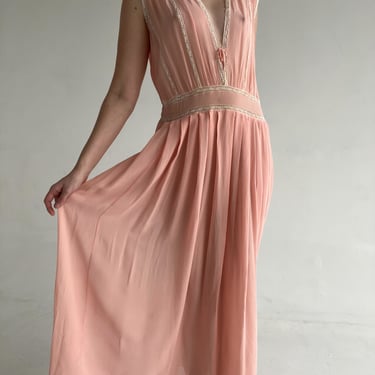 1930's Dusty Pink Silk Chiffon Dress