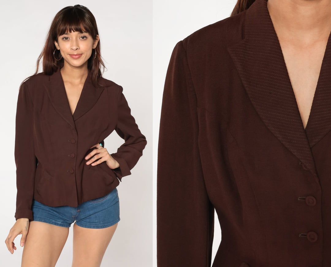 50s Blazer Jacket Brown Button Up Jacket Retro Mod Preppy Shop Exile