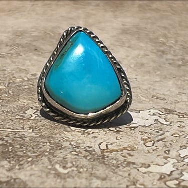 Vintage Southwestern Turquoise and Sterling Tear Drop Ring - Size 4.5 