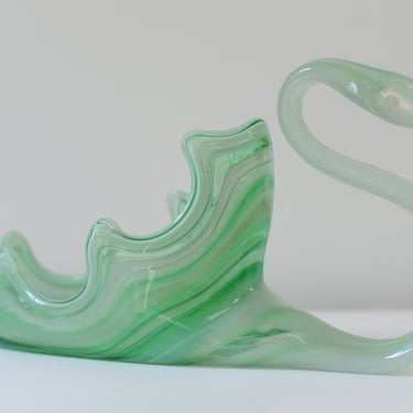 Large Vintage Blown Glass Swan Planter 