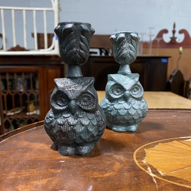 Pair of Owl Candle Sticks