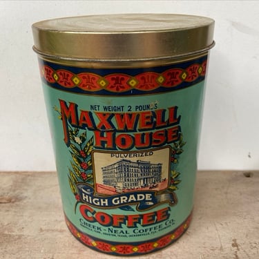 Vintage 70's Cheinco Maxwell House Coffee Tin, Coffee Lovers, 2 Pound Coffee Tin, Farmhouse Decor 