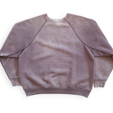 sun faded sweatshirt / vintage sweatshirt / 1970s Discus sun faded raglan gusset overstitch patina sweatshirt Medium 