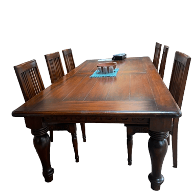 Large Plank Top Wood Farm Table w/ 6 Chairs CH165-24