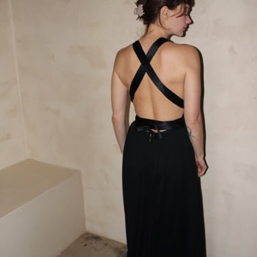 Vintage Onyx Grecian Halter Dress