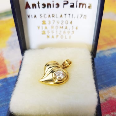 Gold Vermeil Heart Pendant w/ CZ~Genuine Italian Pendant~Gold over 800 Silver~Italian Jewelry~Italian gift~JewelsandMetals. 