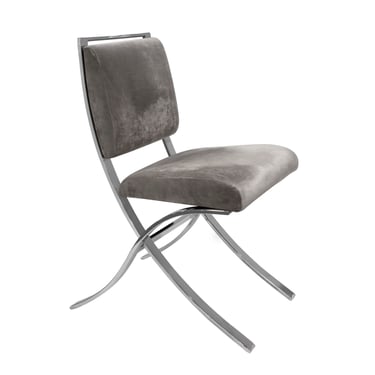 Elegant Side/Desk Chair with Sculptural Frame in Polished Chrome 1970s