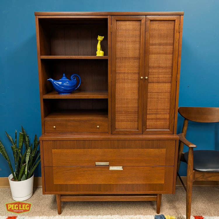 Mid-Century Modern walnut display case / storage cabinet by American of Martinsville