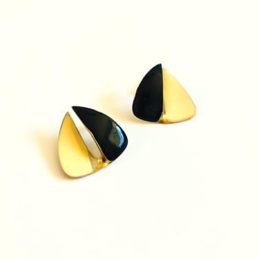 Vintage Triangular Enamel Earrings 