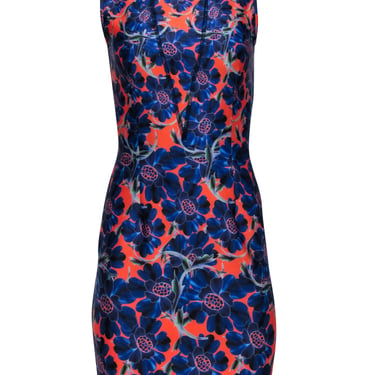 Cynthia Rowley - Blue & Orange Floral Scuba Knit Dress Sz 10