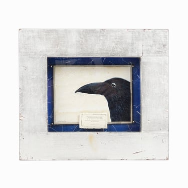 Mixed Media Wall Sculpture Black Crow Oil Painting Stars 