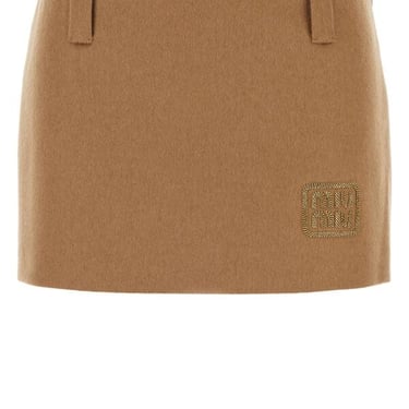 Miu Miu Woman Camel Mini Skirt