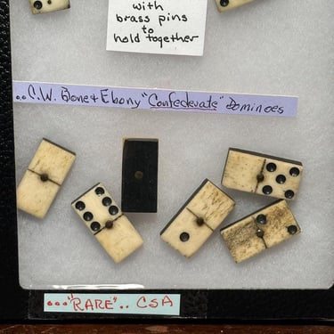 Antique Civil War Dominoes from Union and Confederate Armies - Bone and Ebony - Rare 19th Century Gaming Set of Collectibles  - Gambling 