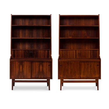 Pair of 1960s Vintage Danish Mid-Century Rosewood Bookcases 