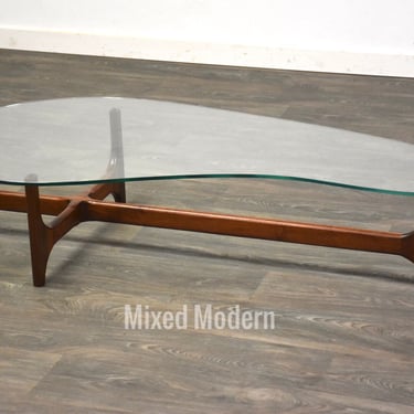 Adrian Pearsall Walnut and Glass Coffee Table 