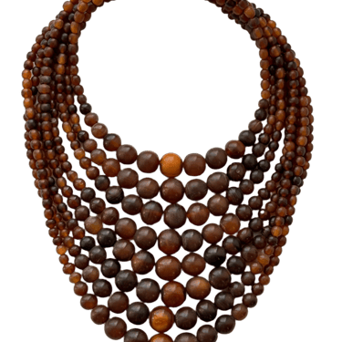 Designer Monies Couture Brown Horn Bead Necklace