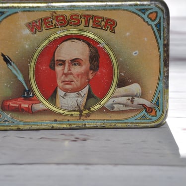 WEBSTER Advertising Lithograph Tobacco Cigar Tin Antique 1920s Collectible Advertising Lithograph Tin Decorative Display Decor 