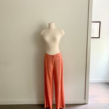 Courreges orange/white cotton melange pants vintage 1970s -size B (S/M) 