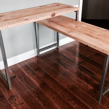 CUSTOM: The VERSUS L-Shaped Desk - Sit/Stand Desk Reclaimed Wood - Custom Lengths 