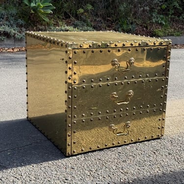 Vintage Sarreid Brass Nightstand with Three Drawers, Circa 1970s 