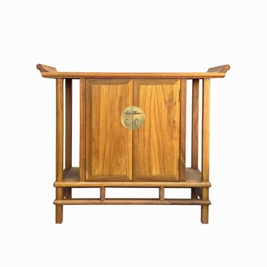 Chinese Brown Stain Altar Point Edge Narrow Slim Side Table Cabinet cs7736E 