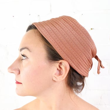 1940s Brown Ribbon Hat | 40s Brown Rows of Ribbon Hat | Joseph Magnin 