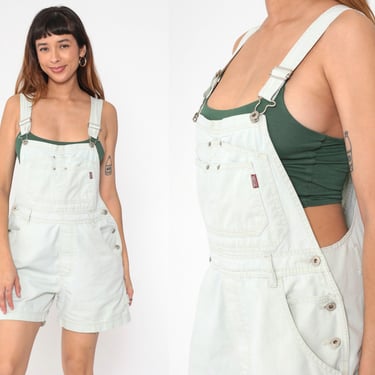 Jordache Short Overalls 90s Off-White Bib Overalls Shortalls Woman Cotton Overalls Carpenter 1990s Utility Vintage Large L 