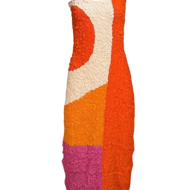 Mara Hoffman - Orange, Cream, & Pink Sloan Textured Midi Dress Sz S